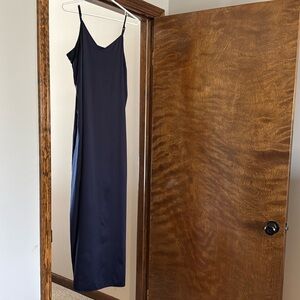Express navy satin maxi dress